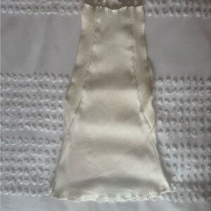 Zara Off-White Ribbed Knit Top